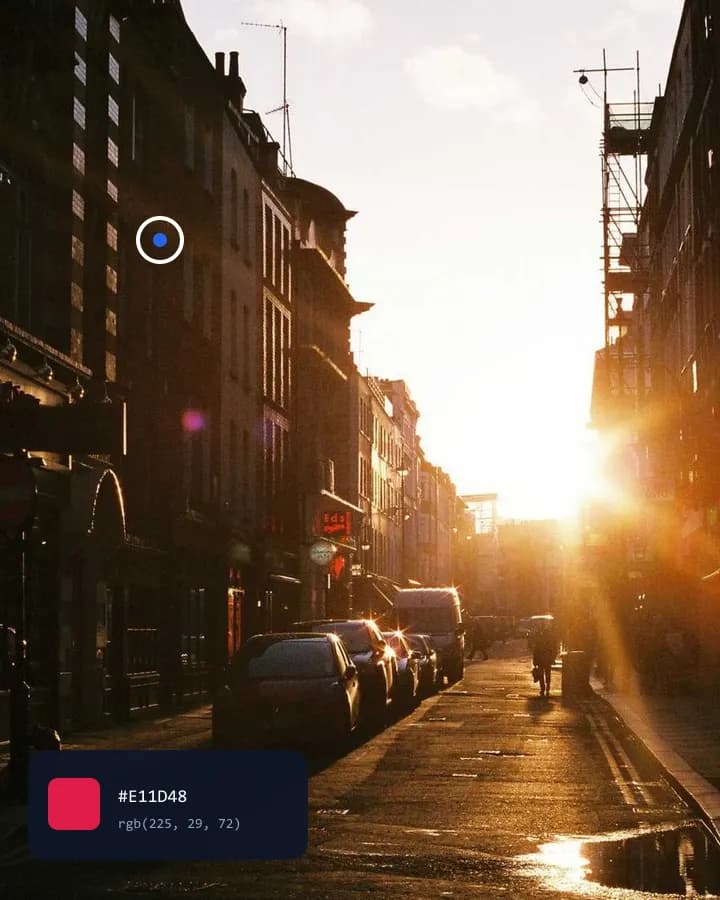 Color picker sampling HEX and RGB from a photo