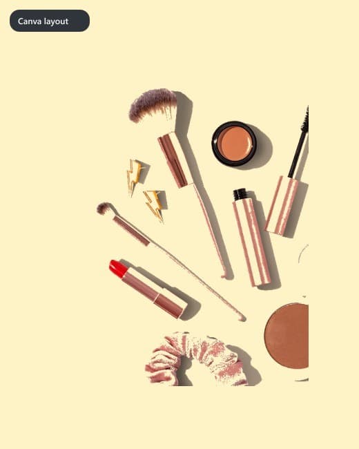 Beauty product cutout placed in a Canva-style layout